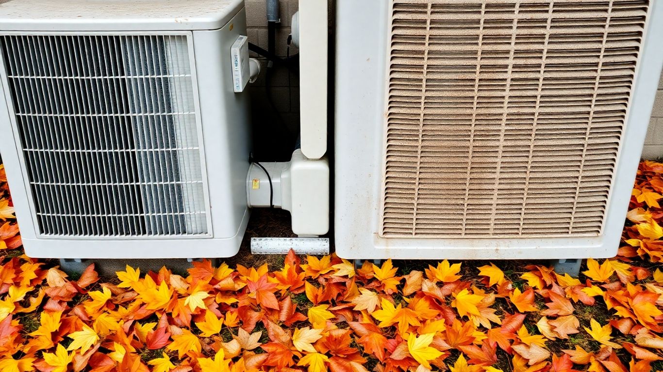 HVAC unit with fall leaves