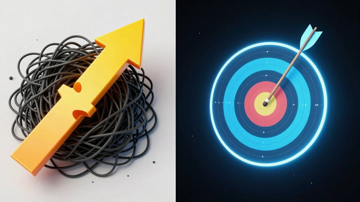 ROAS improvement with a targeted arrow hitting a bullseye.