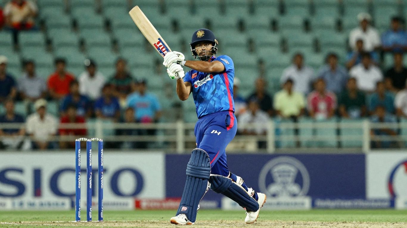 Cricket player batting during a domestic one-day match.