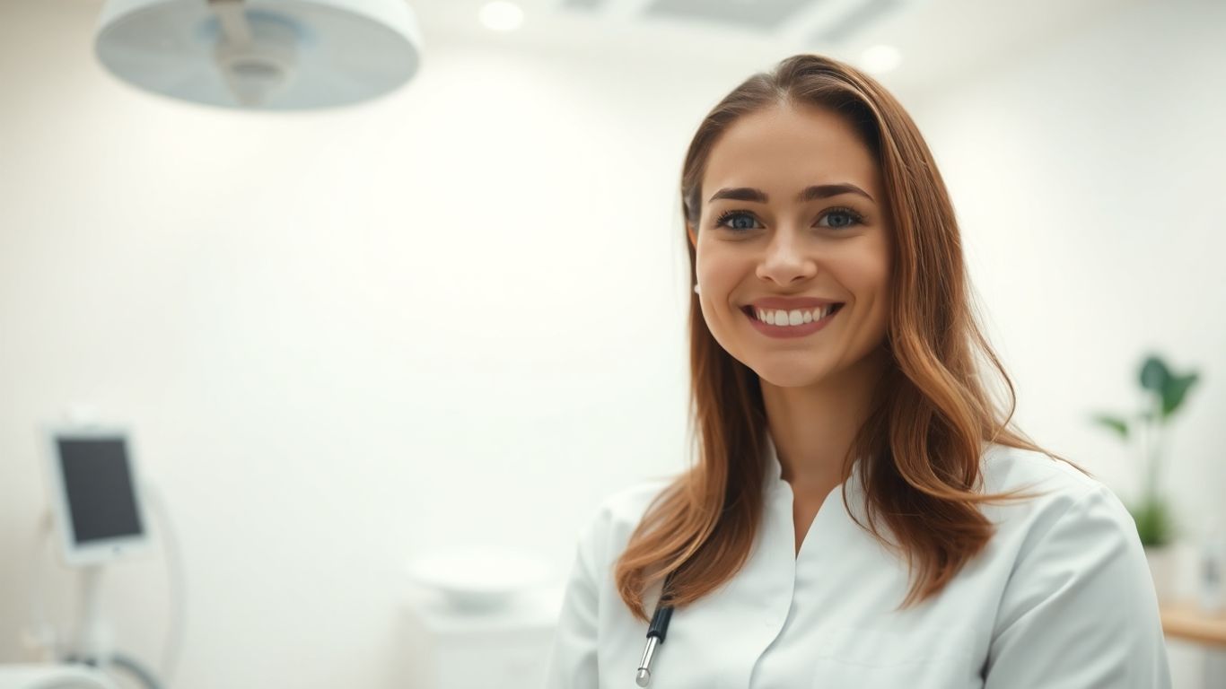 Modern clinic interior with a friendly professional.