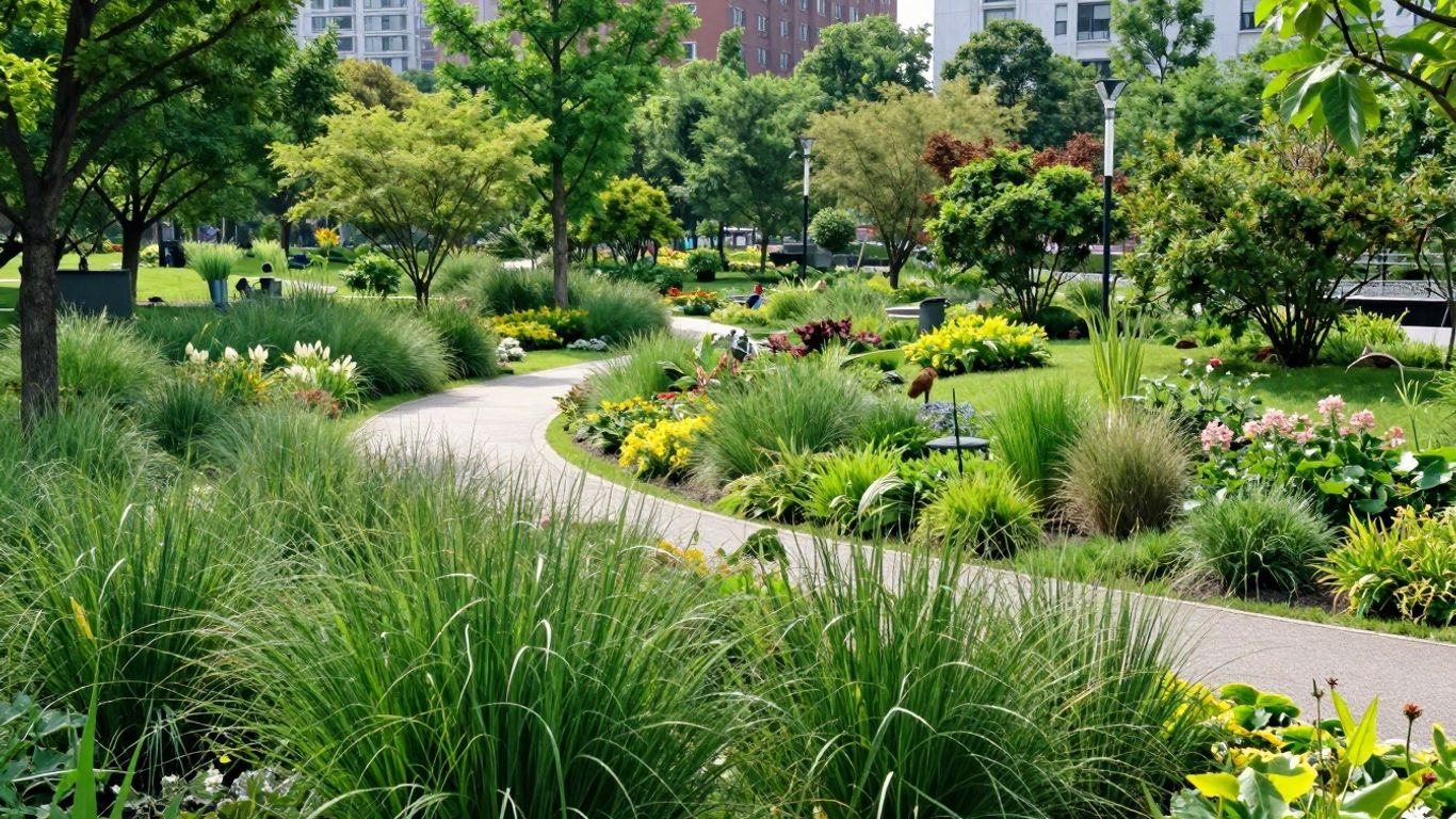 Groene, natuurlijke beplanting op de High Line in New York.