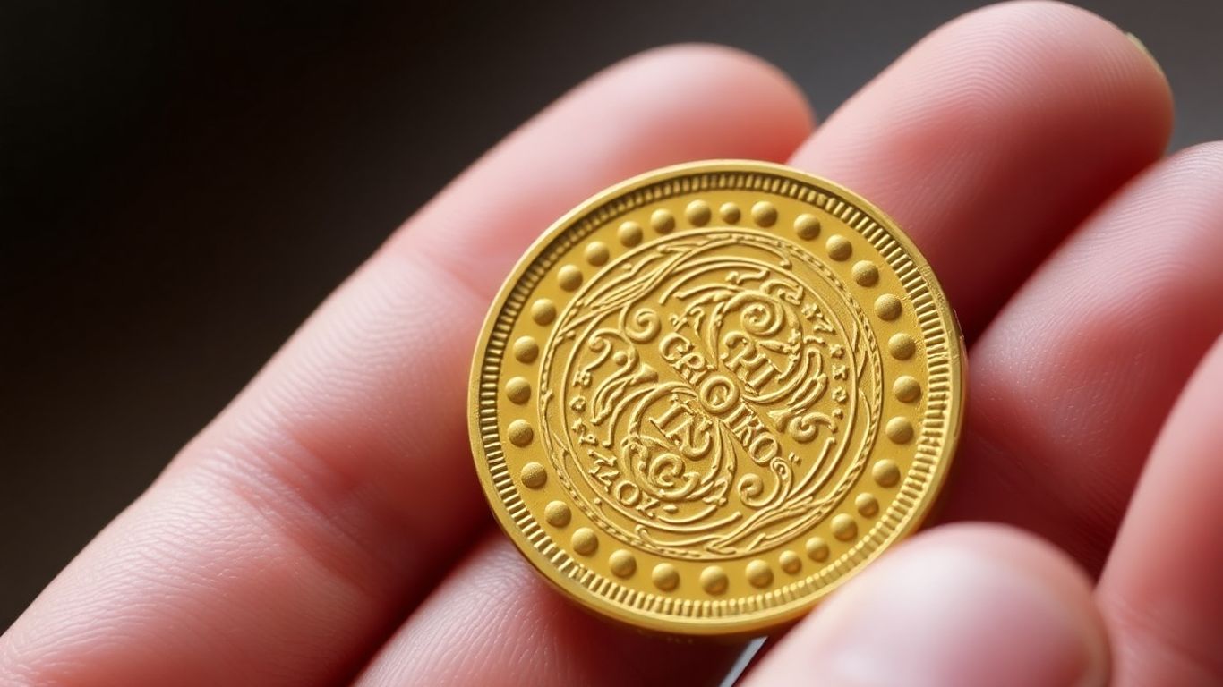 Close-up of a valuable gold coin