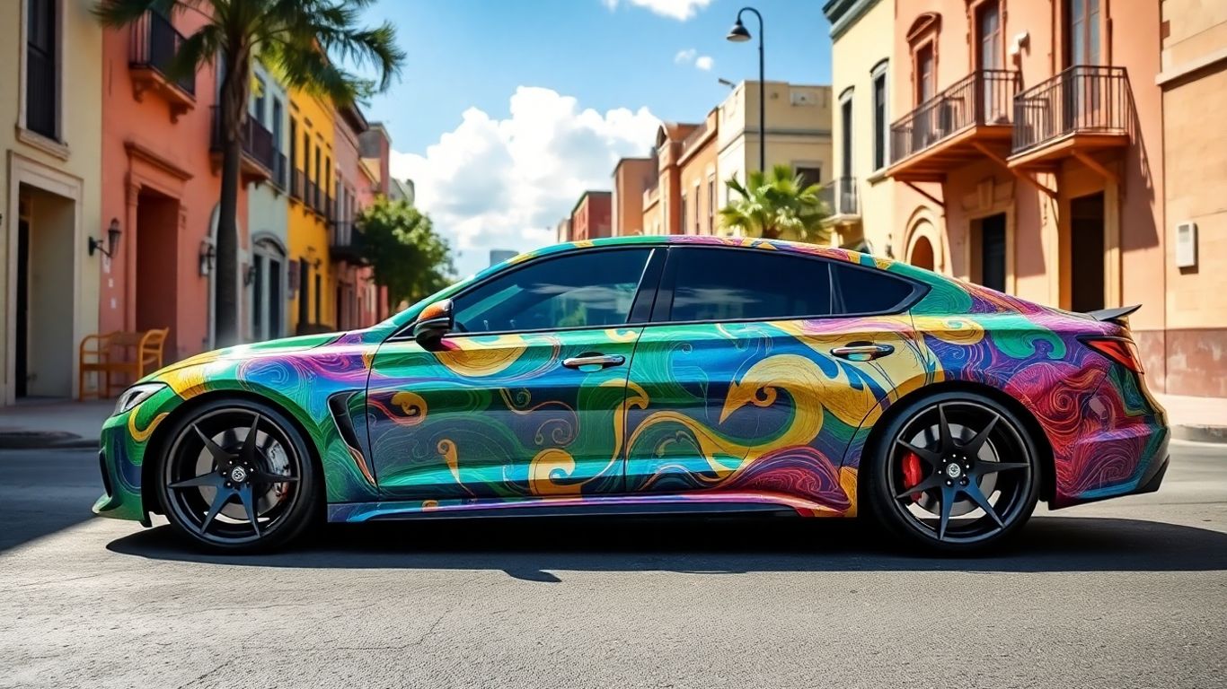 Wrapped car in a San Antonio neighborhood.