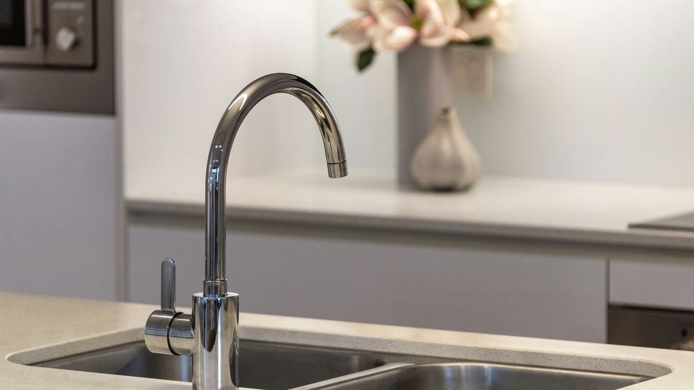 stainless steel faucet turned off