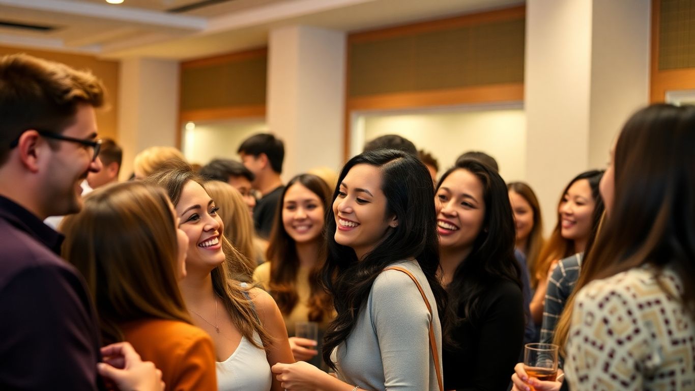 People connecting at a singles event.
