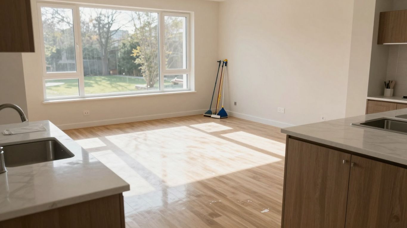 Newly built home interior after post-construction cleaning.