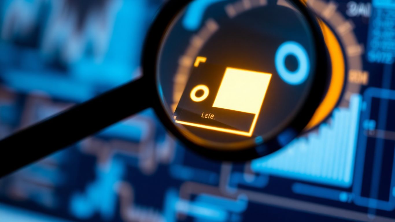 Magnifying glass over digital interface