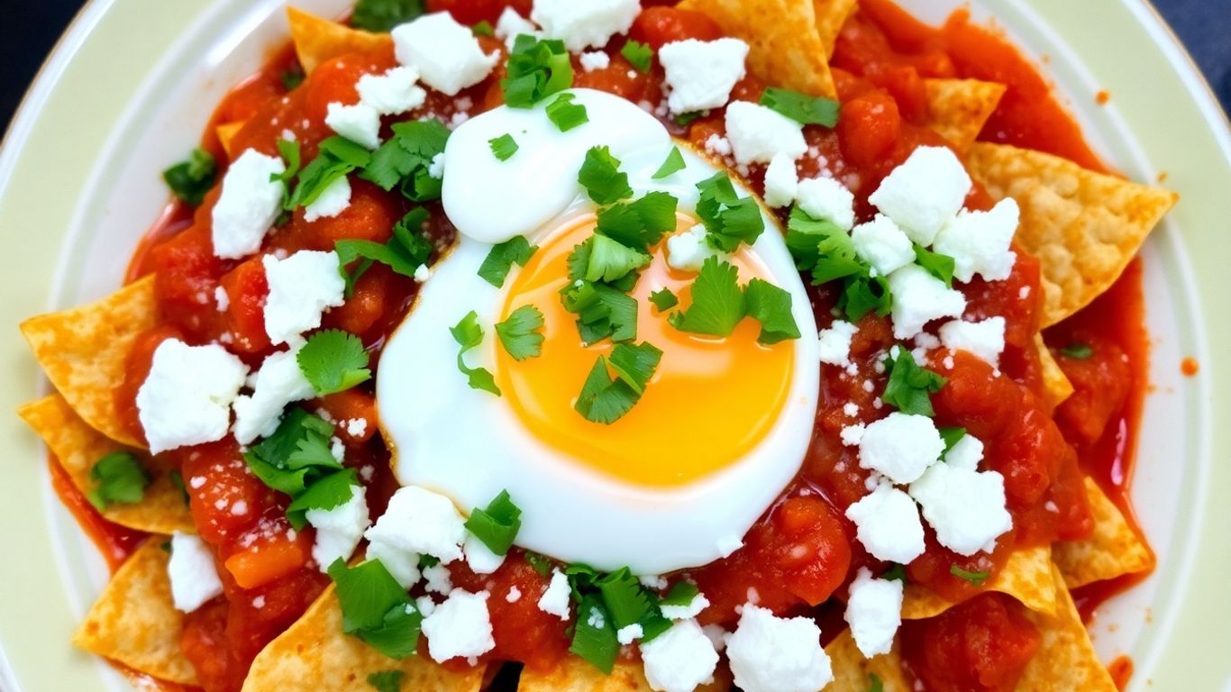 Plate of Mexico City chilaquiles with fried egg and toppings.