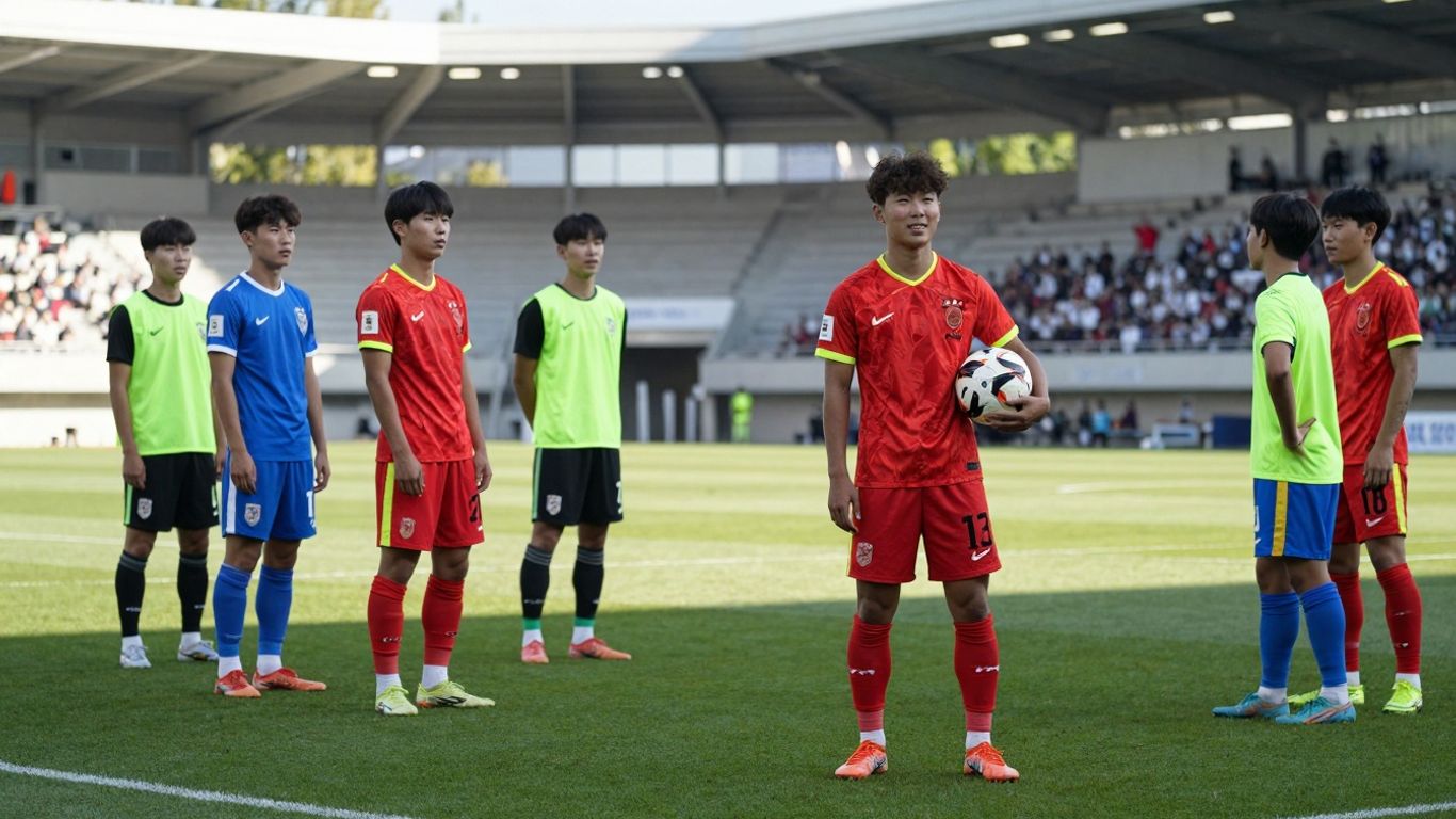 South Korean footballers on a German pitch