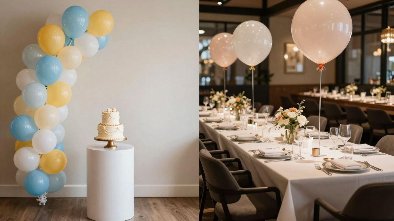 Baby shower venue and restaurant dining table comparison.