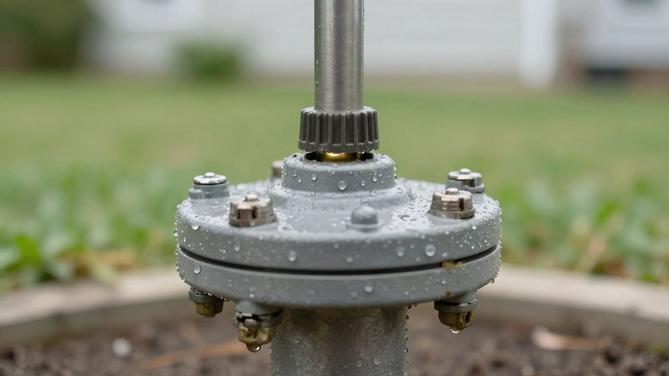 Securely installed well cap on a residential water well.