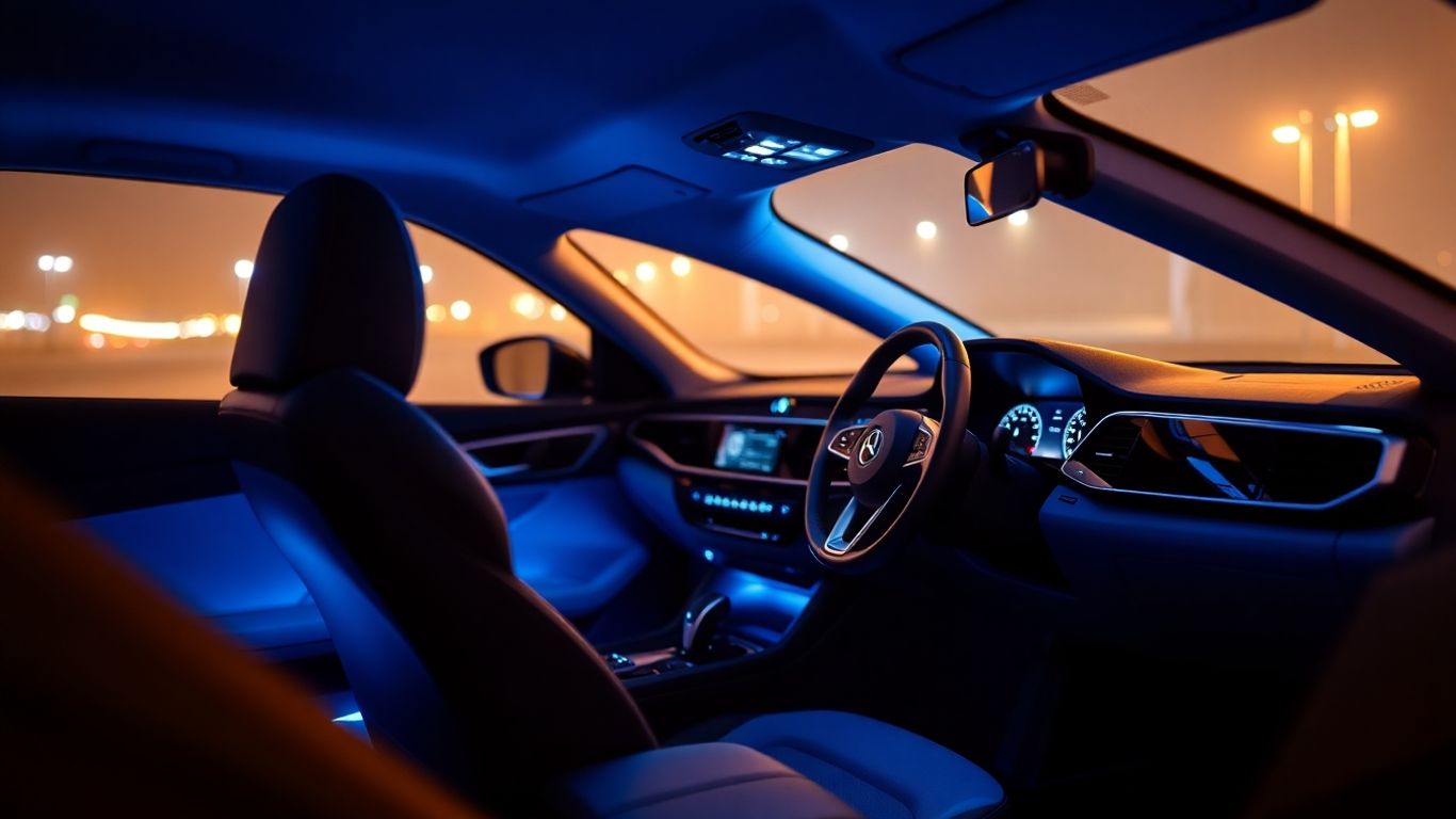 Car interior with protective blue aura around driver's seat.
