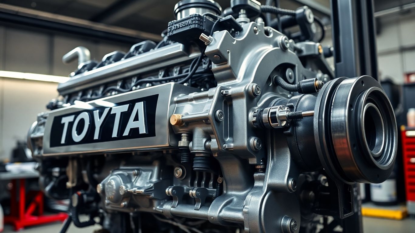Toyota Hilux diesel engine and gearbox close-up.