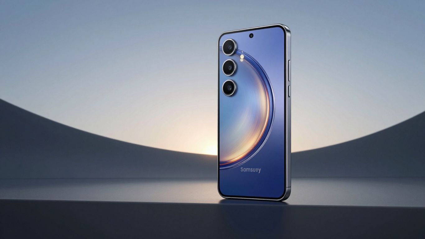 Samsung Galaxy S25 cell phone on a bright background.