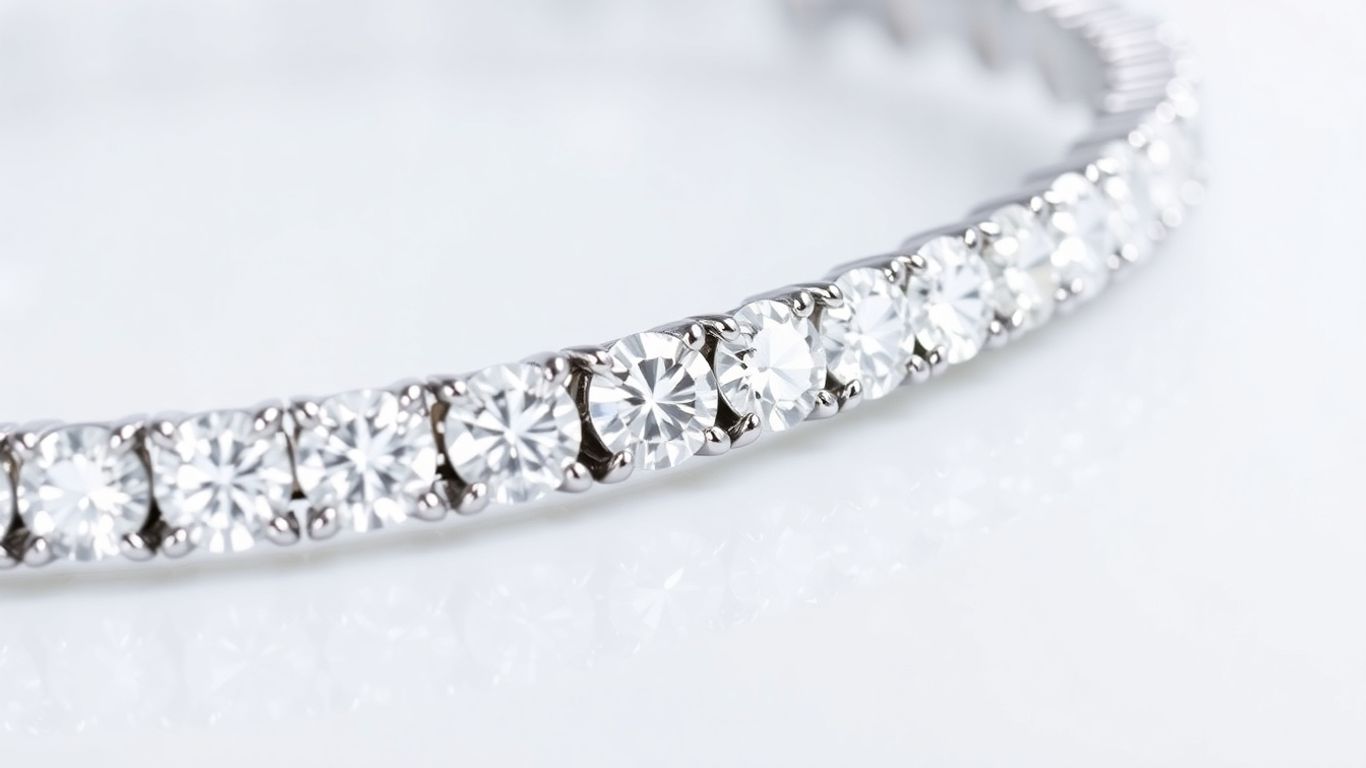 Sparkling diamond tennis bracelet with brilliant-cut diamonds.