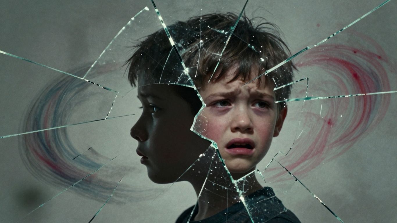 Child's silhouette with contrasting emotional expressions.