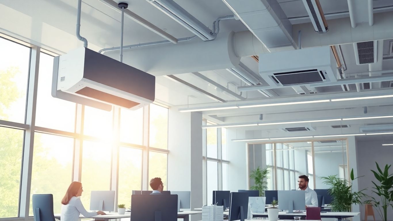 Moderne Klimaanlagen in einem hellen Büro