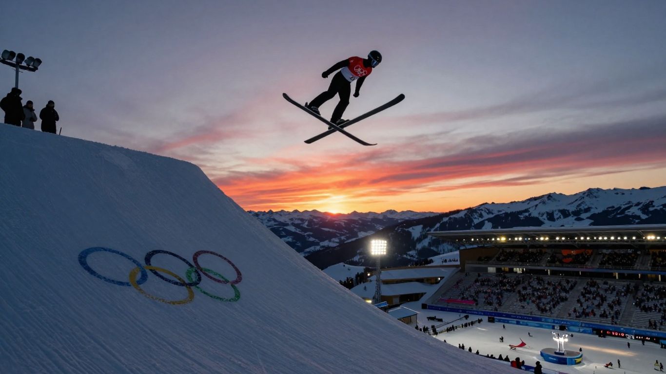 2026 Winter Olympics: What to Expect 5 2026 Winter Olympics athletes and stadium at sunset.