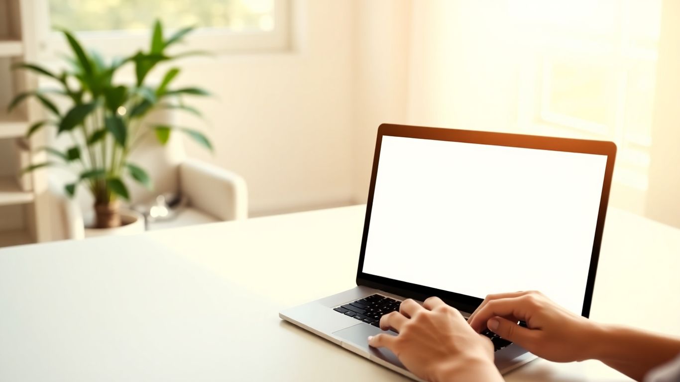 Person working from home on a laptop.