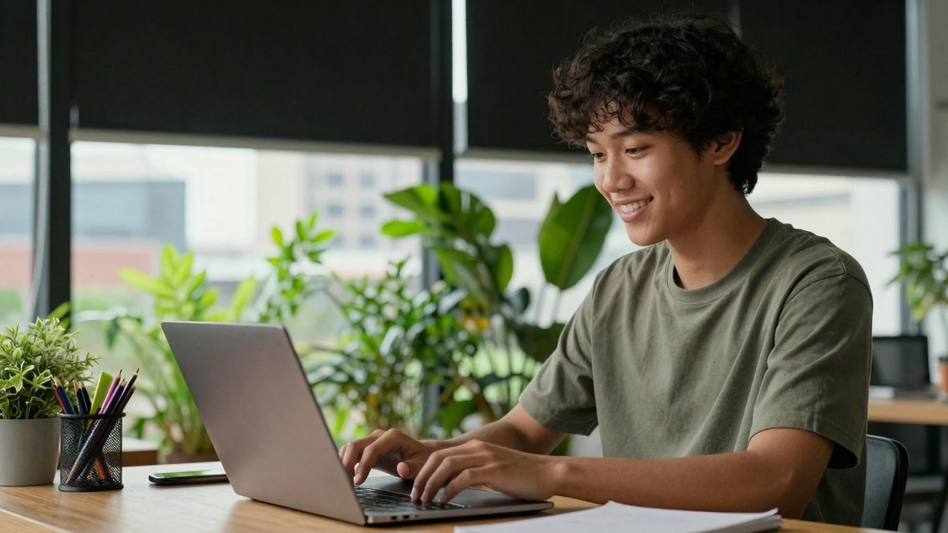 Person working from home in Australia