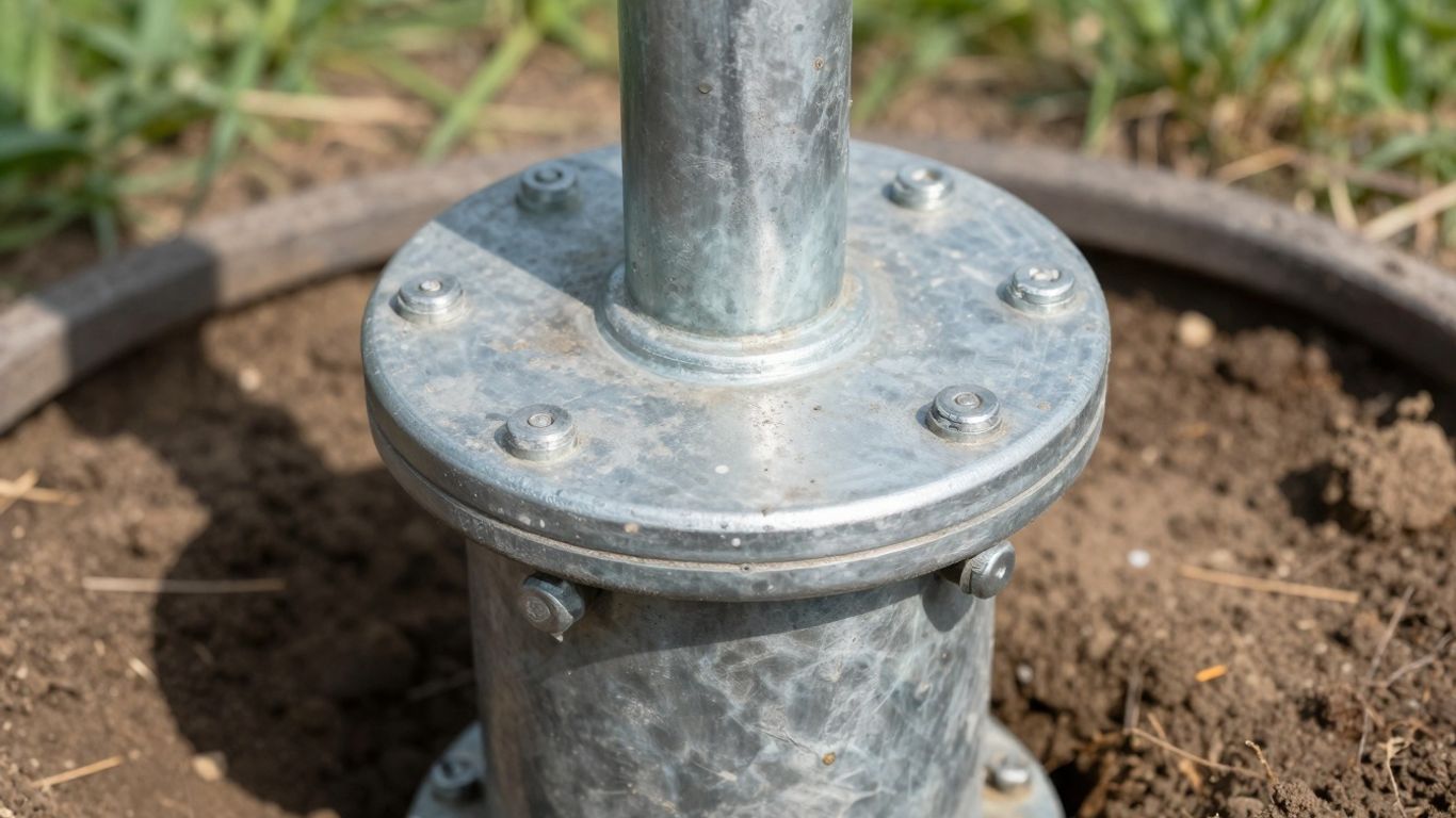 Wellhead with a sealed cap emerging from the ground.