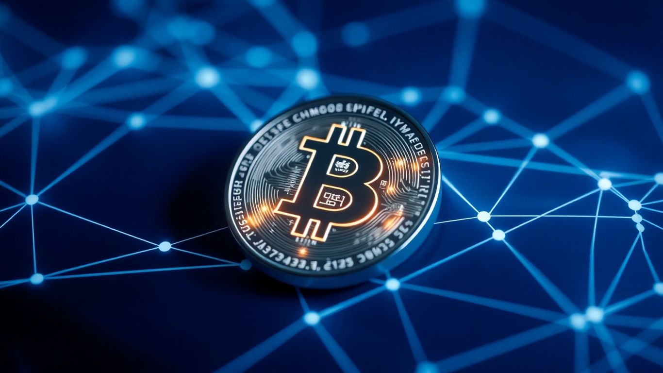 Digital cryptocurrency coin with glowing aura