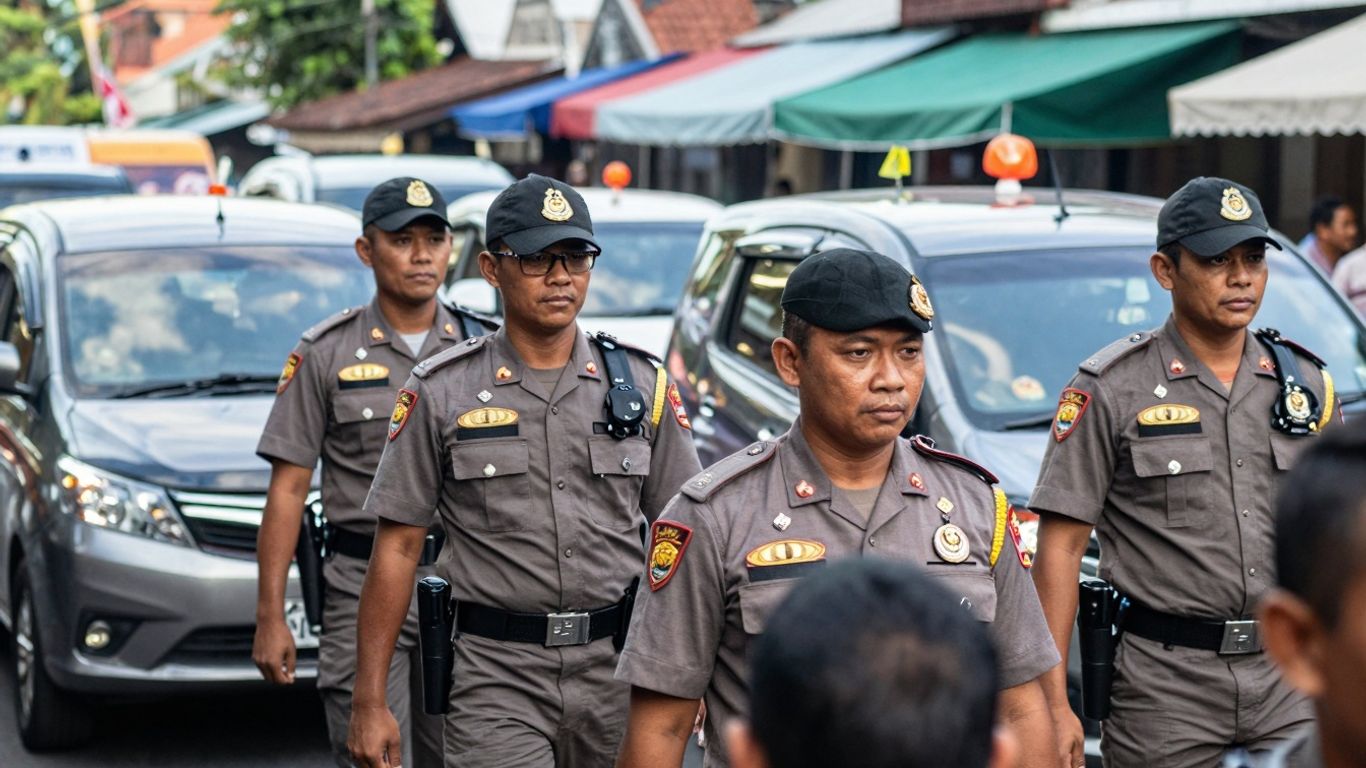 Security detail protecting dignitary in Bali.