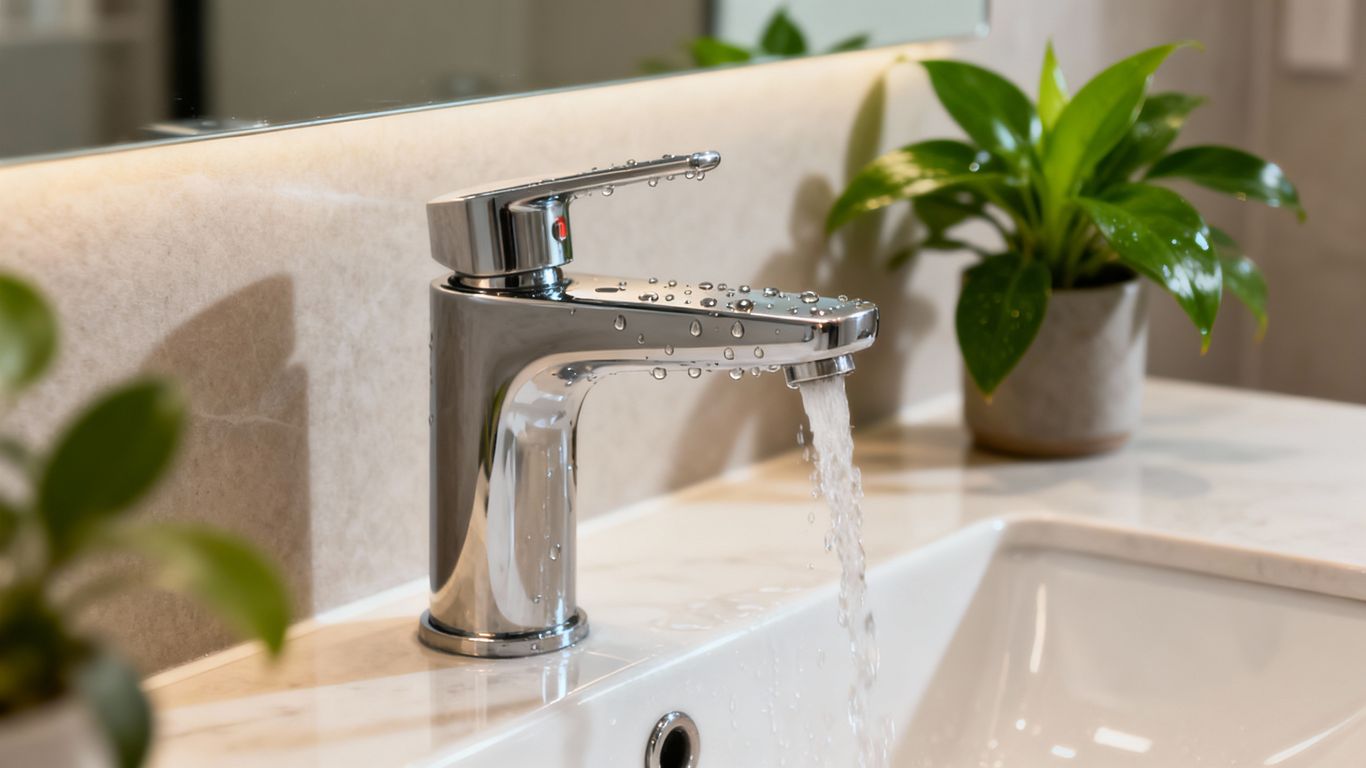 Modern faucet saving water in a bathroom.