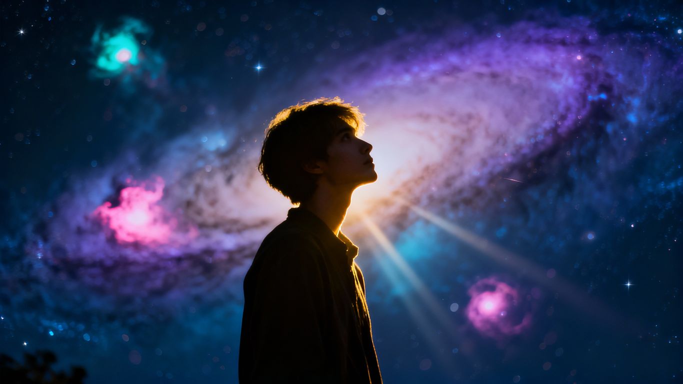 Person looking at a starry night sky.