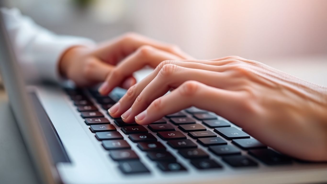 Mains tapant sur un clavier d'ordinateur portable