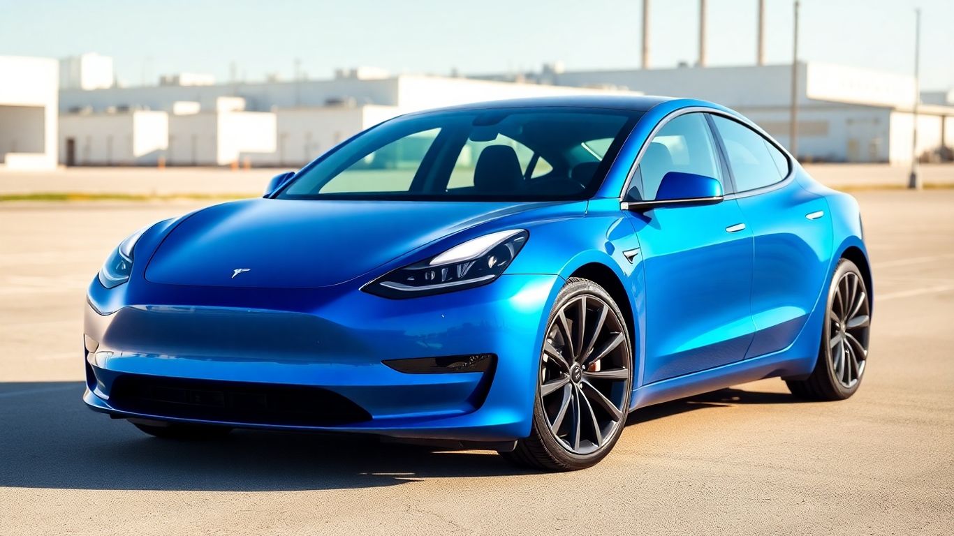 Tesla Model Y in exclusive Marine Blue color.