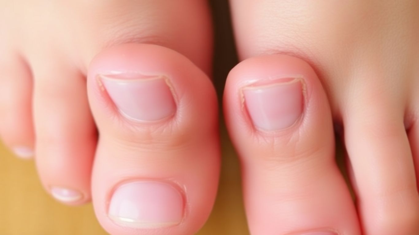 Healthy toenails with smooth, clear appearance.