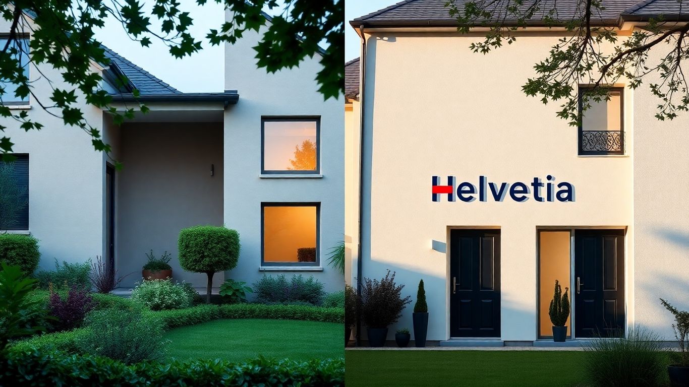 Dos casas modernas que simbolizan Mapfre y Helvetia hogar