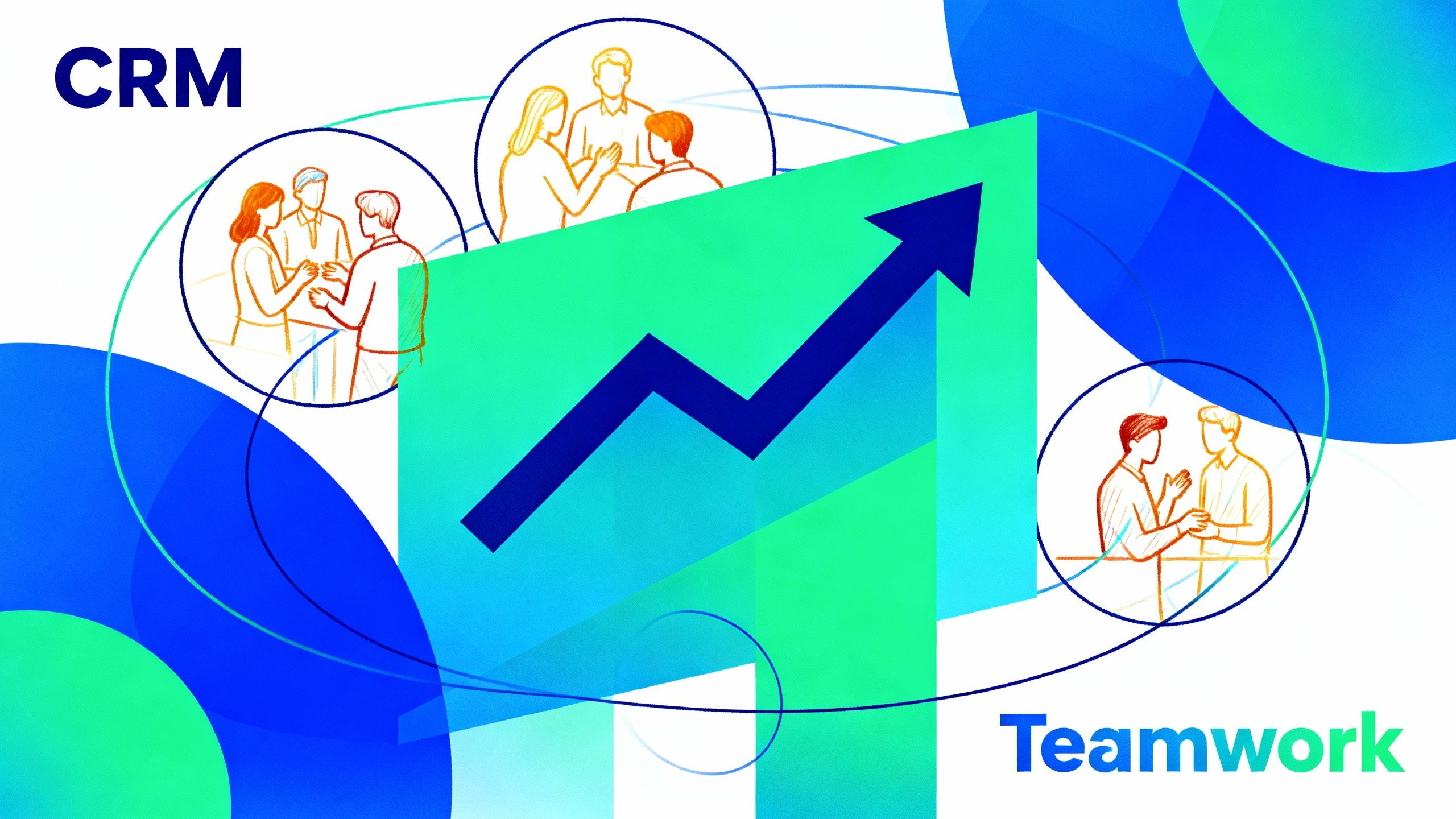 Abstract illustration of increased sales performance with CRM and teamwork