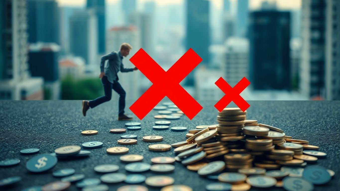 Person avoiding bad investments on a financial path.