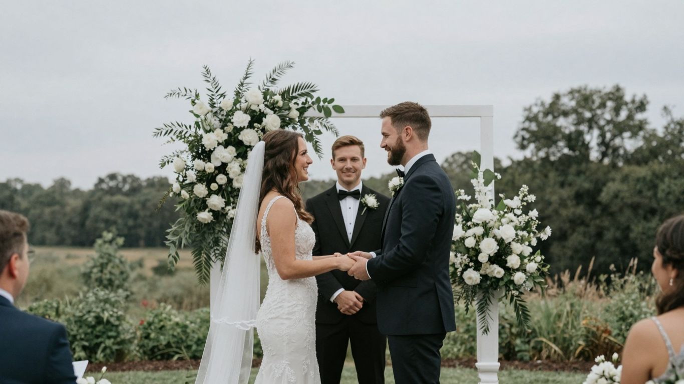 Couple eloping in a beautiful DFW outdoor venue.