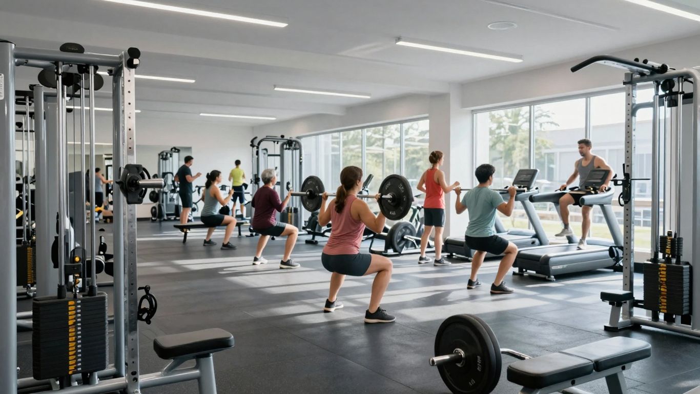 People working out at a 24 Hour Fitness in Atlanta.