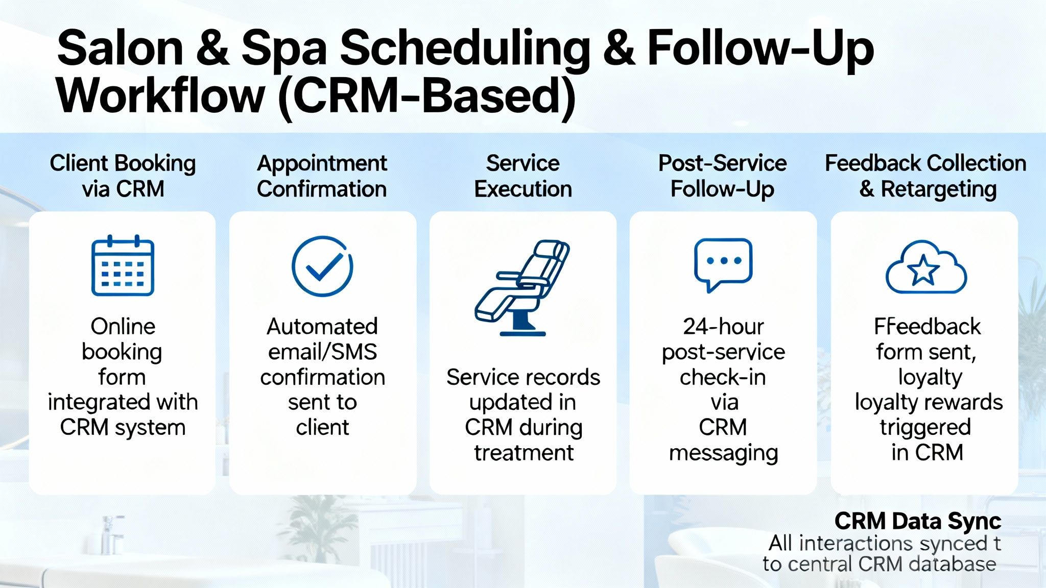 Scheduling and follow up workflow for salon and spa using CRM