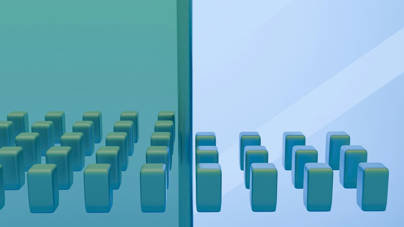A computer generated image of a row of blocks