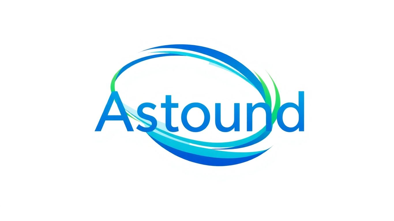 Astound Broadband logo with blue and green swirl.