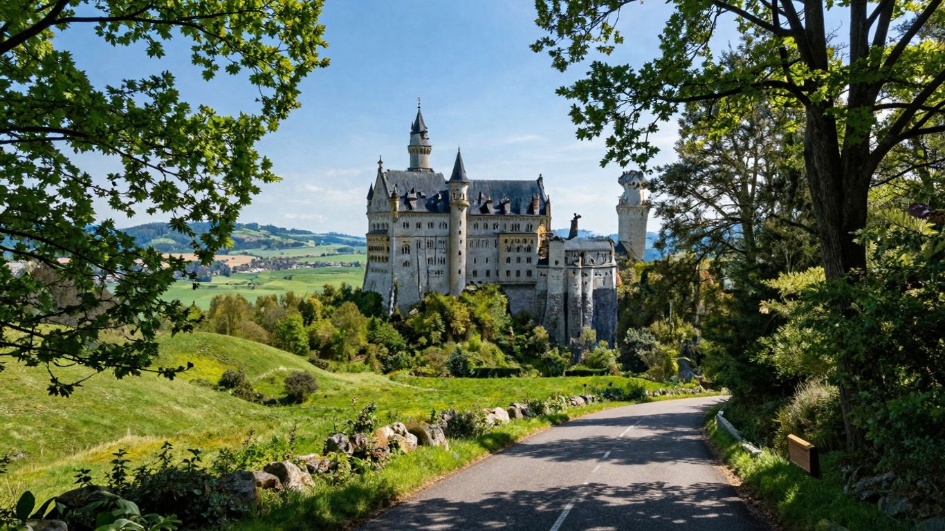 Malowniczy krajobraz Dolnego Śląska z zamkiem w tle.