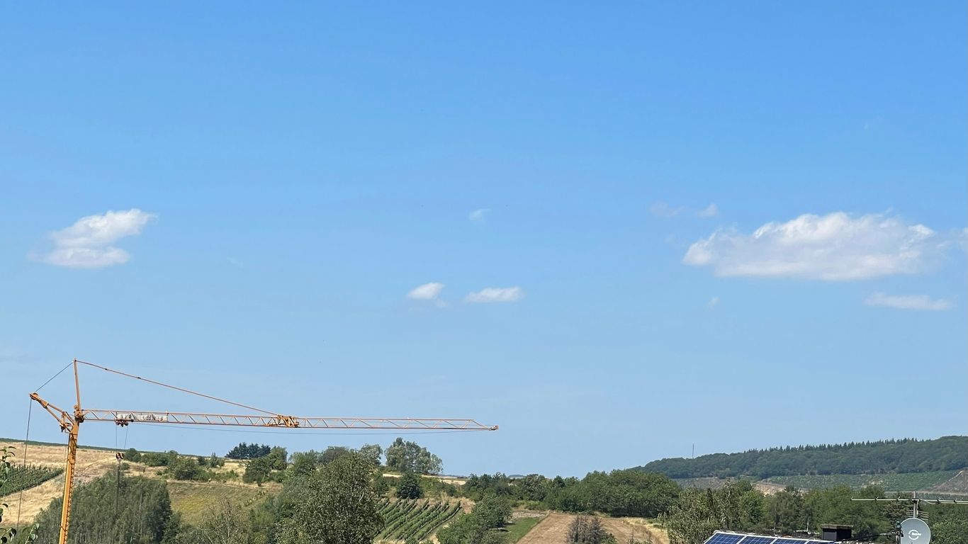 a crane is standing on top of a roof
