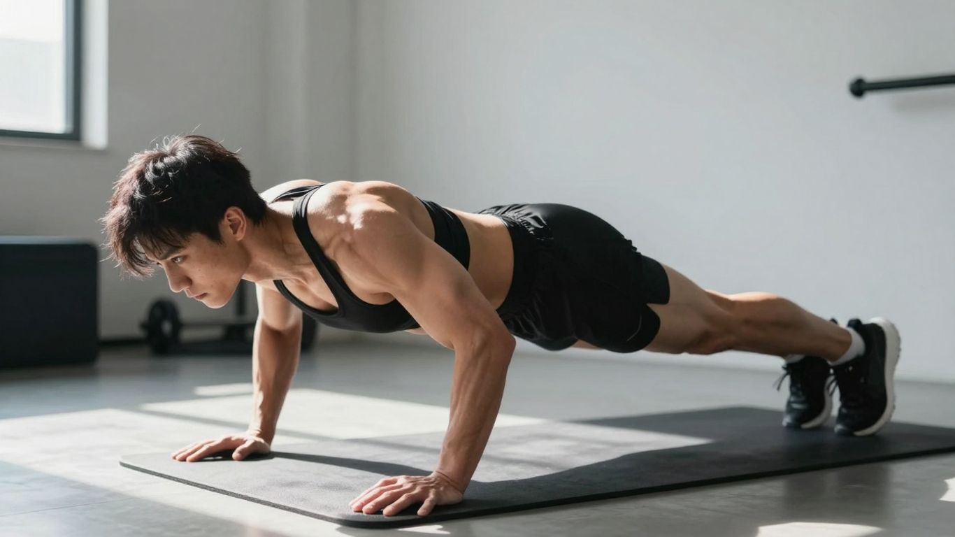 Person performing a core-strengthening plank exercise.