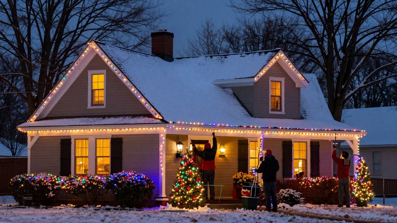 Christmas lights on O'Fallon, IL house