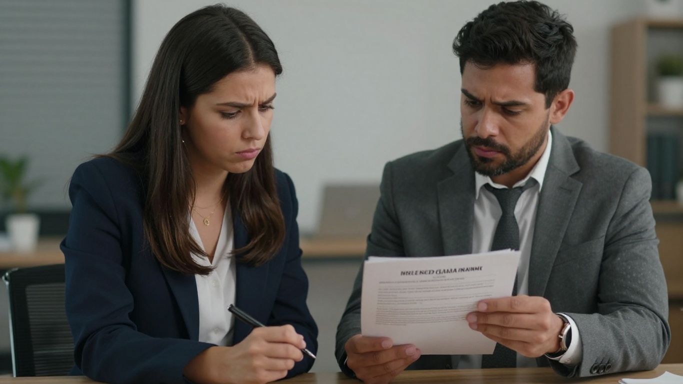 Couple signing documents for visa cancellation