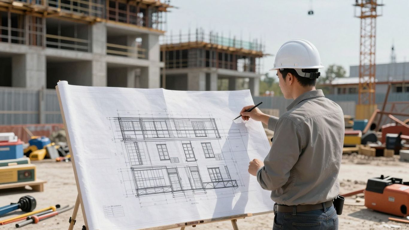 Construction manager overseeing a building project.