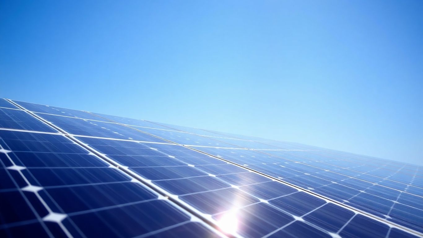 Panneaux solaires sur un toit sous le soleil.