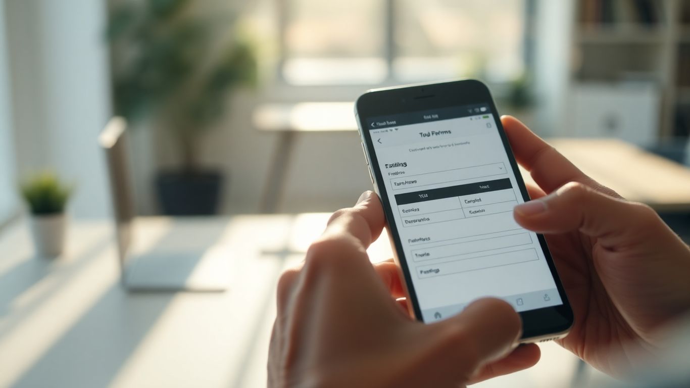 Pessoa usando celular para declaração MEI.