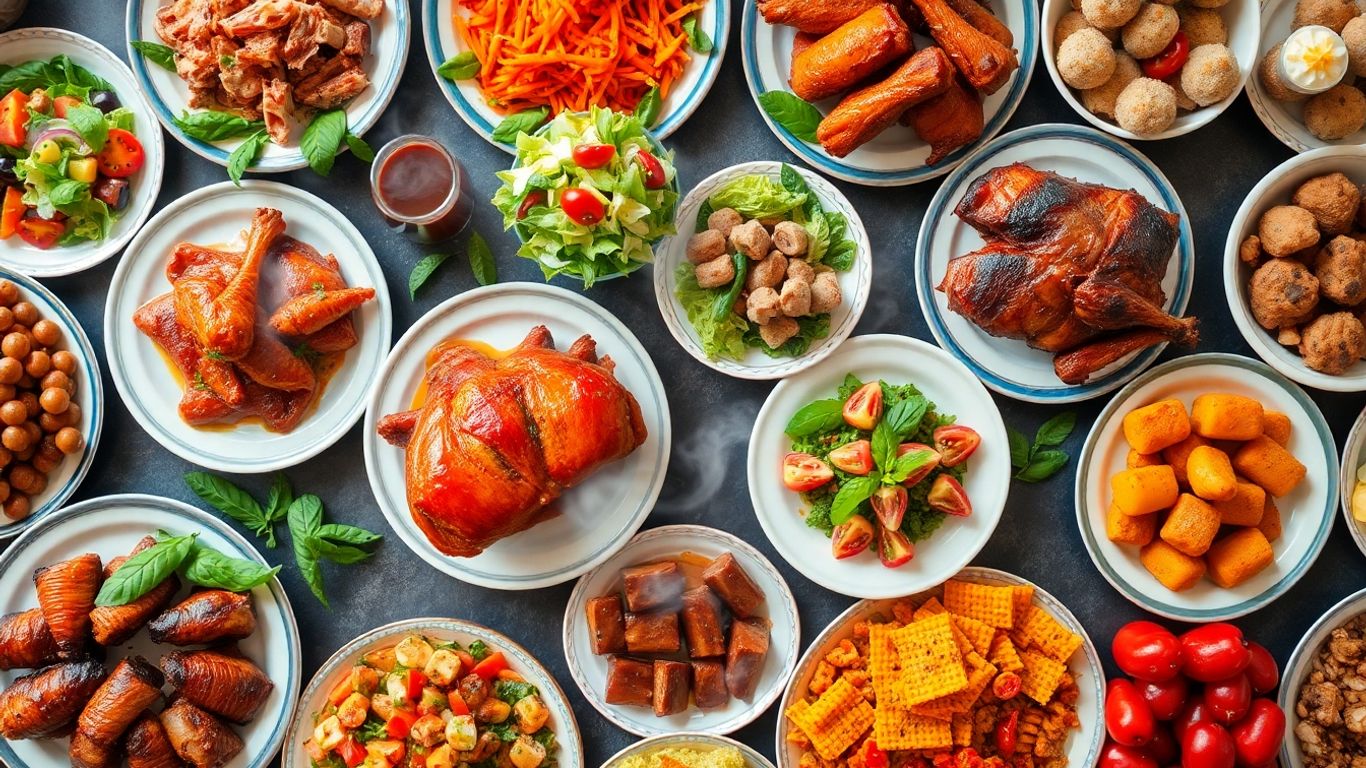 Buffet à volonté avec plats variés et colorés