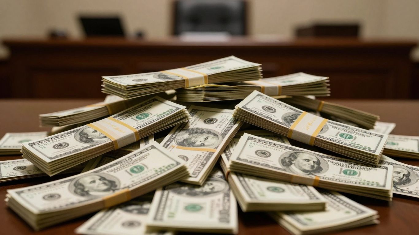 FTX payout update with money and courtroom background.